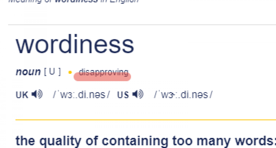 Cambridge Dictionary : wordiness
